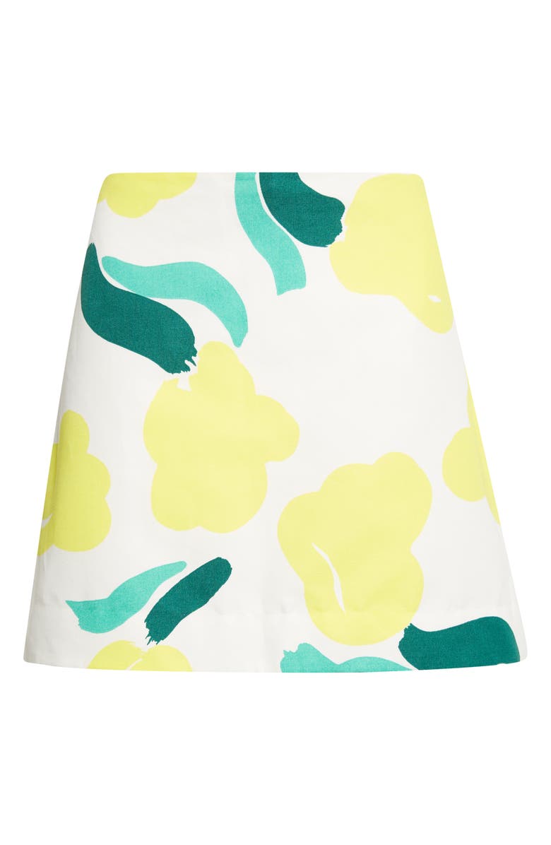 Marimekko Kokominen Lemmitty Cotton & Linen Skirt, Main, color, Off White Yellow Green