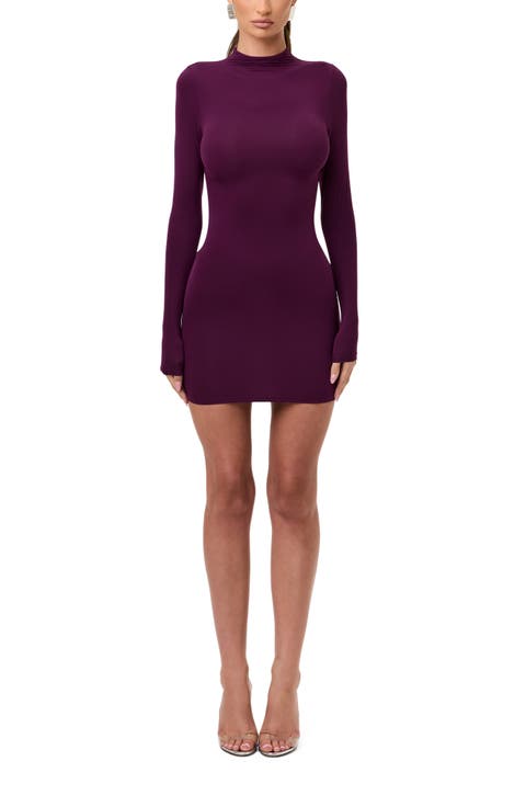 Long Sleeve Mock Neck Minidress