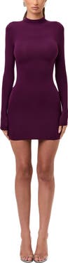Naked Wardrobe Long Sleeve Mock Neck Minidress
