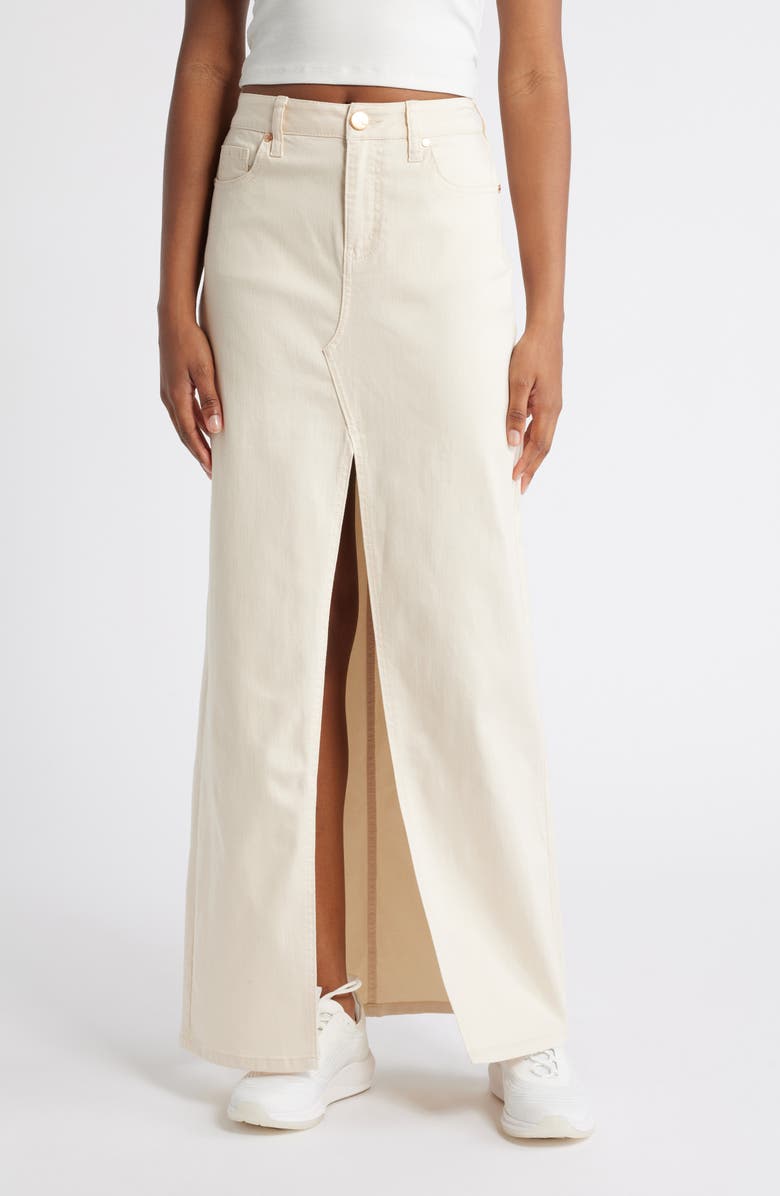 1822 Denim Front Slit Denim Maxi Skirt, Main, color,