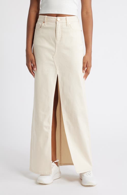 1822 Denim Front Slit Denim Maxi Skirt in White Smoke 