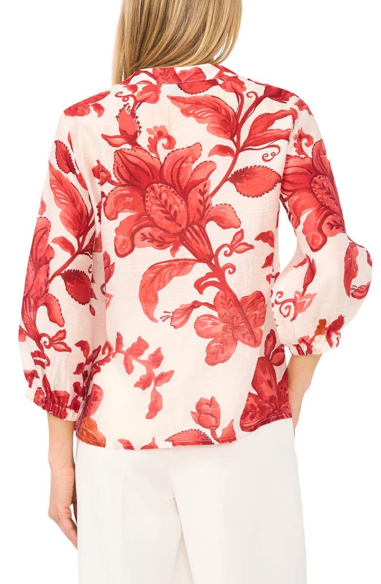 Halogen<sup>®</sup> Floral Three Quarter Sleeve Button-Up Shirt, Alternate, color, Lava Red