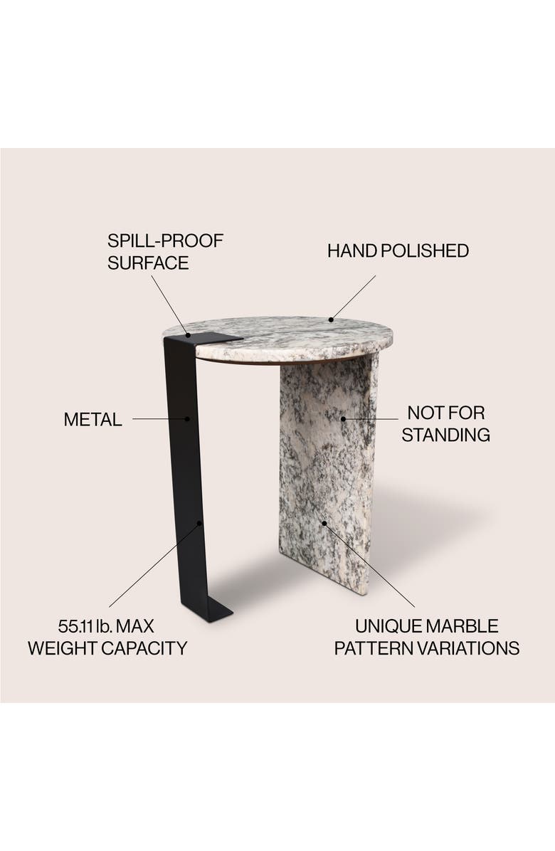 JONATHAN Y Lyra 20.66" Contemporary Natural Marble/Metal Handmade Round End Table, Alternate, color, Ivory/Black