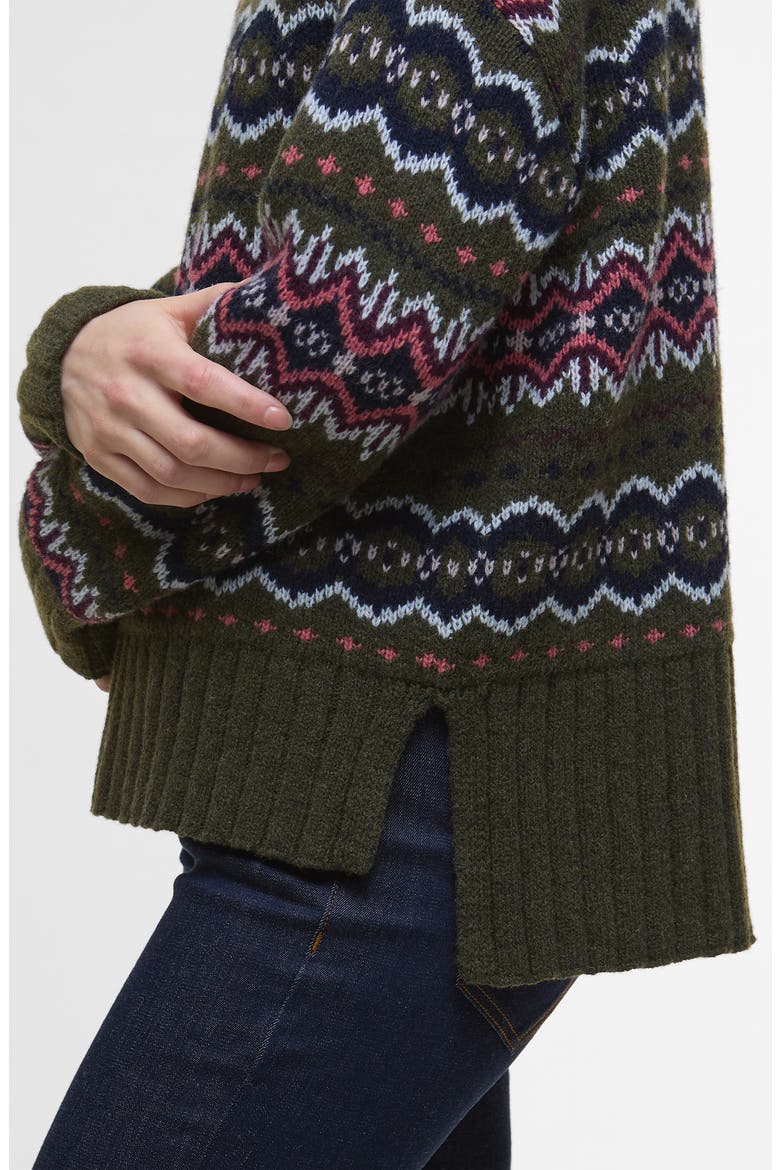 Helen Fair Isle Wool Blend Turtleneck Tunic Sweater, Alternate, color, OLIVE MULTI