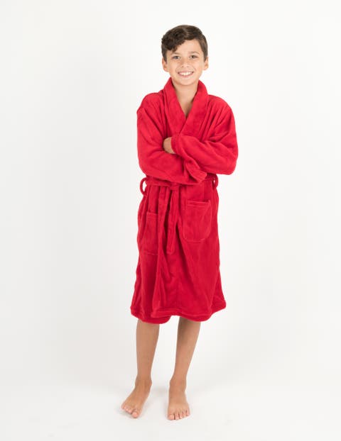 Kids Fleece Robe, Shawl Collar, Solid Colors