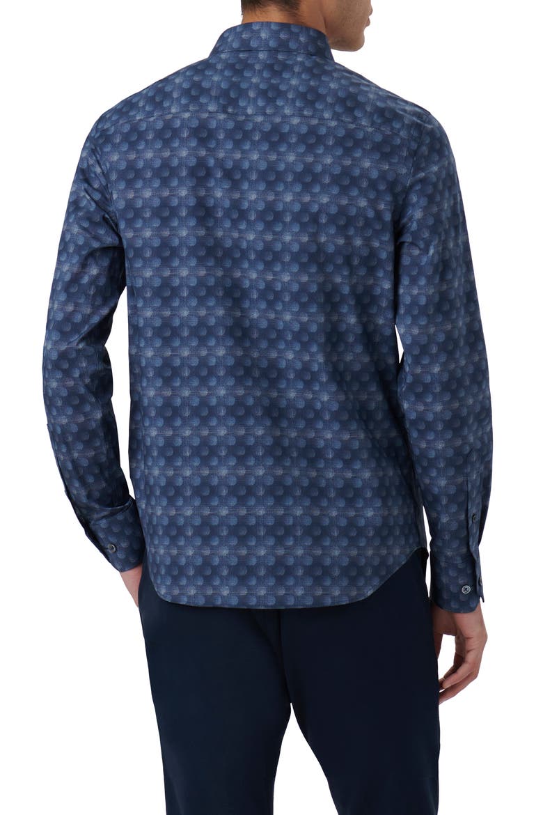 Axel Paisley Print Stretch Cotton Button-Up Shirt, Alternate, color, NAVY