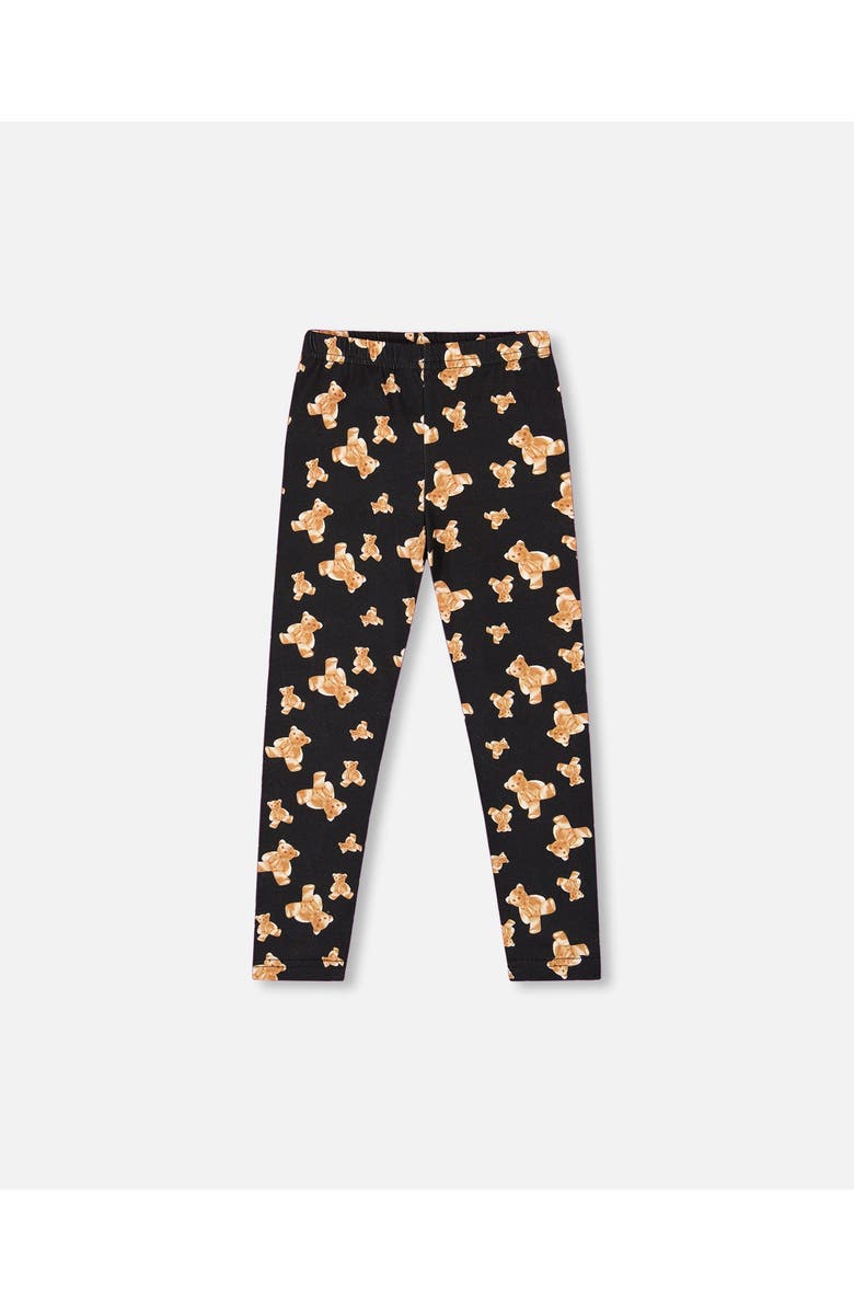 Deux par Deux Jersey Leggings Teddy Bear, Main, color, Black And Brown