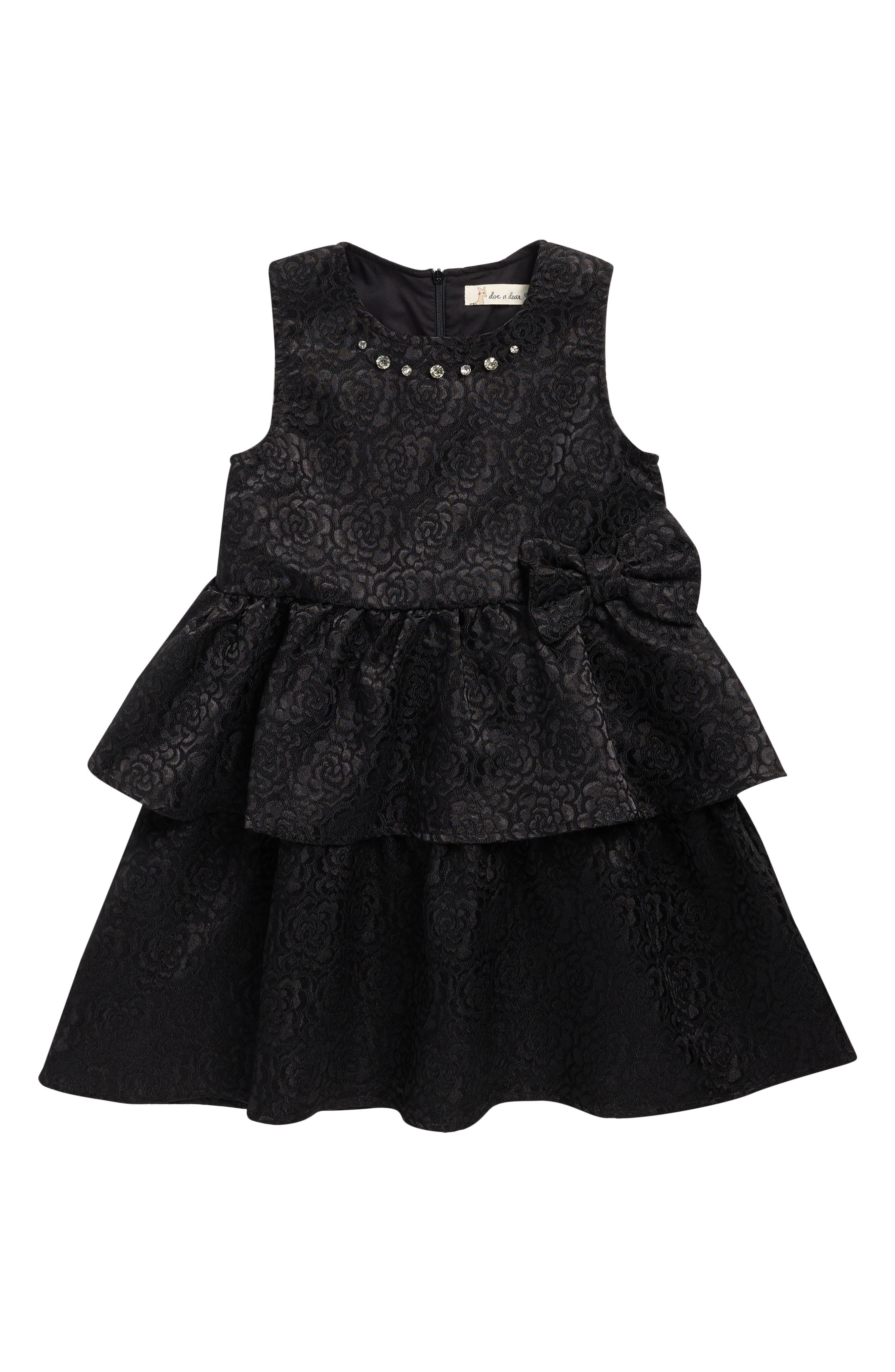 Doe A Dear Kids' Floral Jewel Neck Tiered Dress