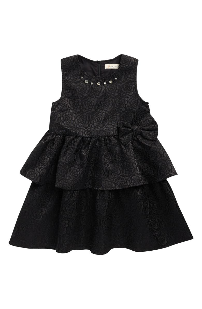 Doe A Dear Kids' Floral Jewel Neck Tiered Dress, Main, color, Black