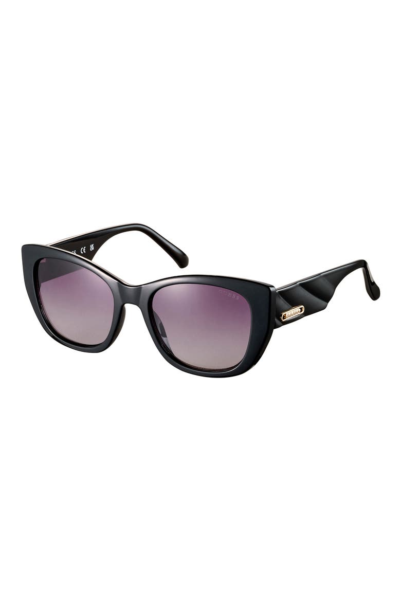 54mm Gradient Round Sunglasses, Alternate, color, SHINY BLACK / GRADIENT SMOKE