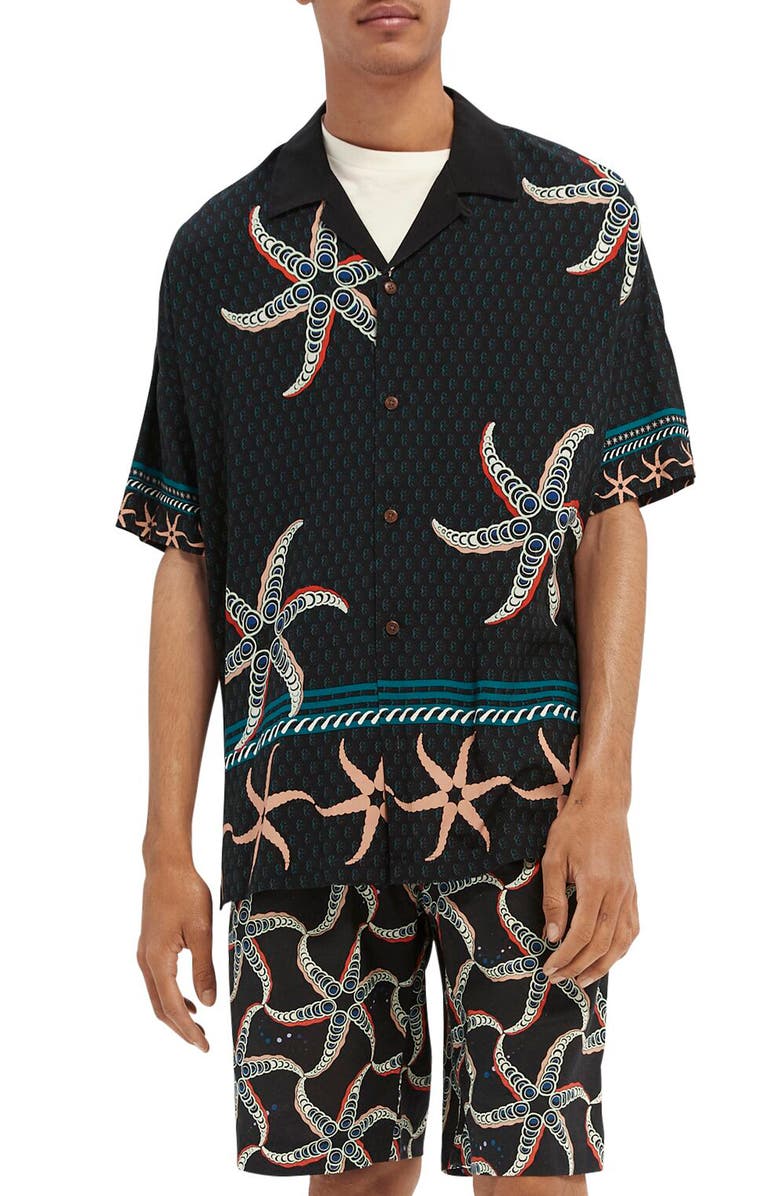 Scotch & Soda Tropical Print Button-Up Shirt, Main, color,