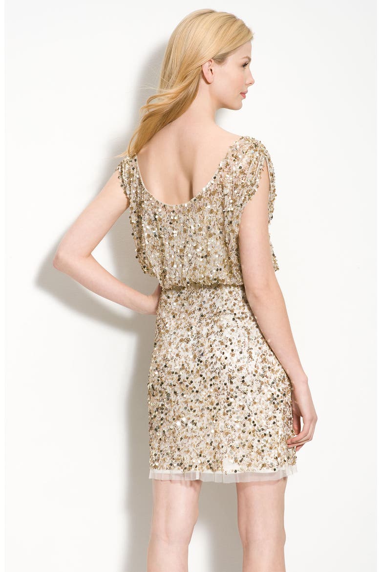 Beaded Blouson Dress, Alternate, color, LIGHT GOLD