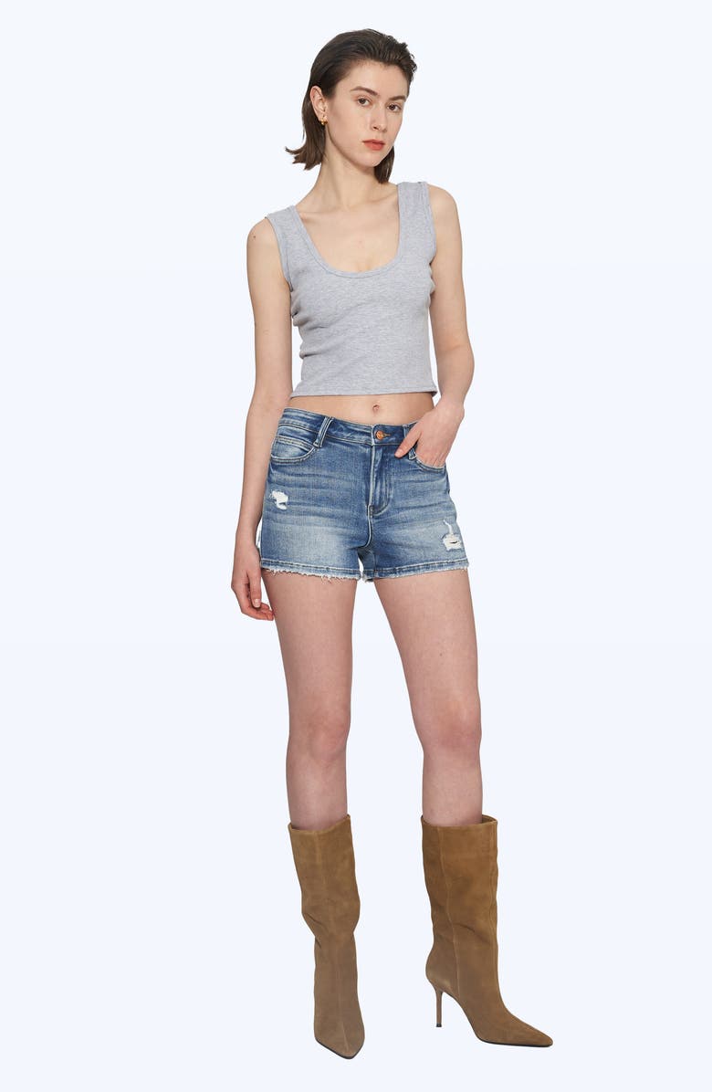 Bayeas Frayed Denim Shorts, Alternate, color, Crystal