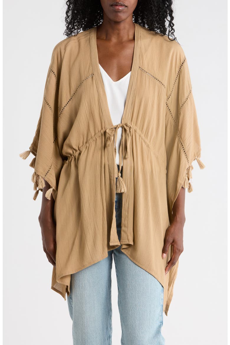 Cinch Waist Tassel Trim Topper, Main, color, NATURAL