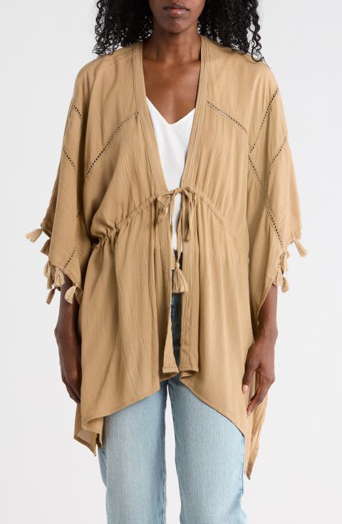 Cinch Waist Tassel Trim Topper