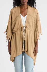 Vince Camuto Cinch Waist Tassel Trim Topper