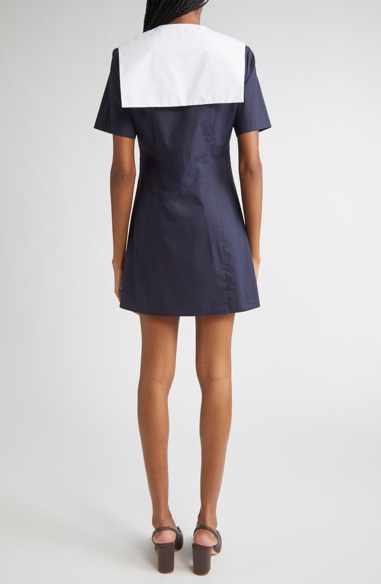 Sandy Liang Rila Cotton Poplin Shirtdress, Alternate, color, Navy