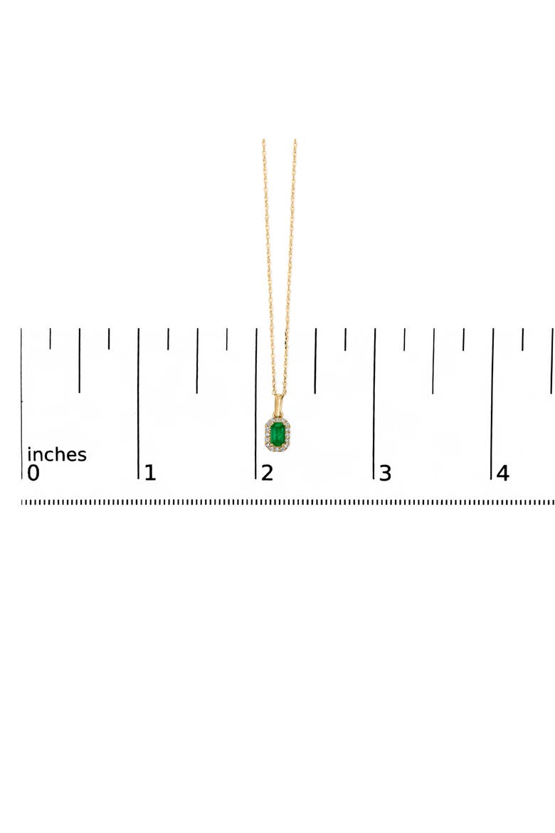 Gold Emerald and Diamond Accent Halo Octagonal Pendant Necklace, Alternate, color, Yellow