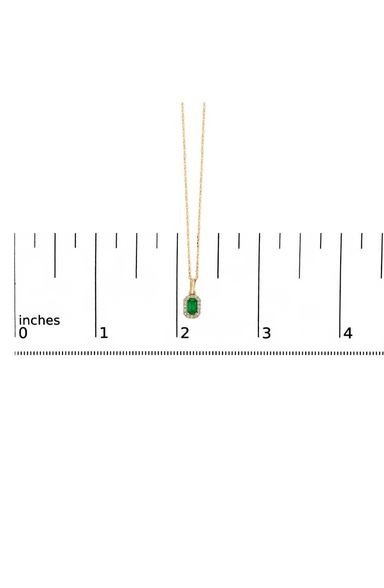 Haus of Brilliance Gold Emerald and Diamond Accent Halo Octagonal Pendant Necklace, Alternate, color, Yellow