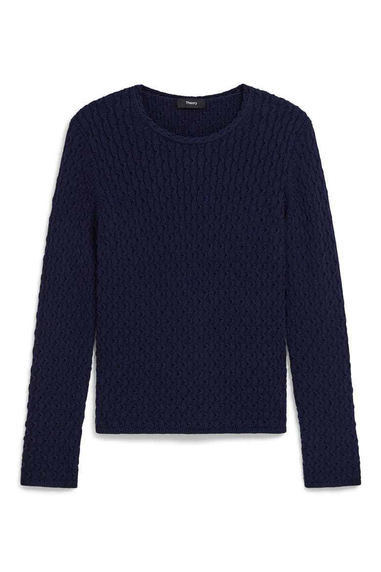 Cable Stitch Organic Cotton Sweater, Alternate, color, NAVY