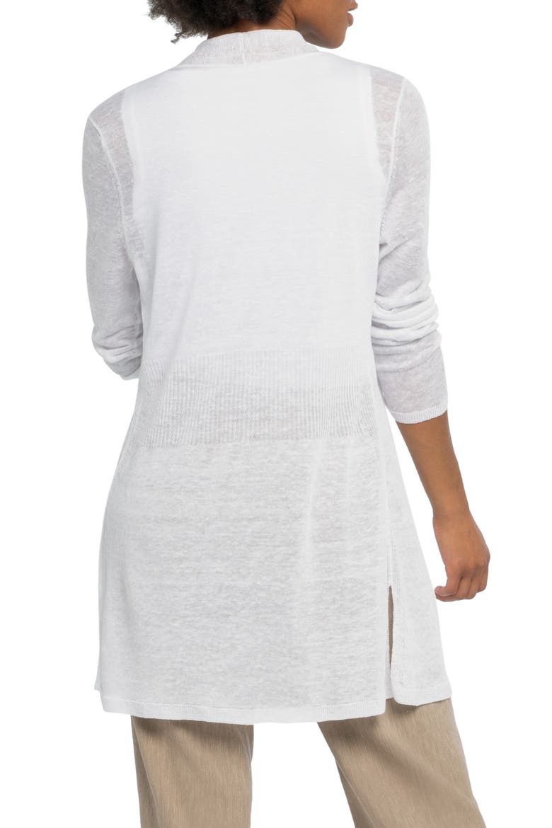 Open Front Linen Blend Long Cardigan, Alternate, color, PAPER WHITE