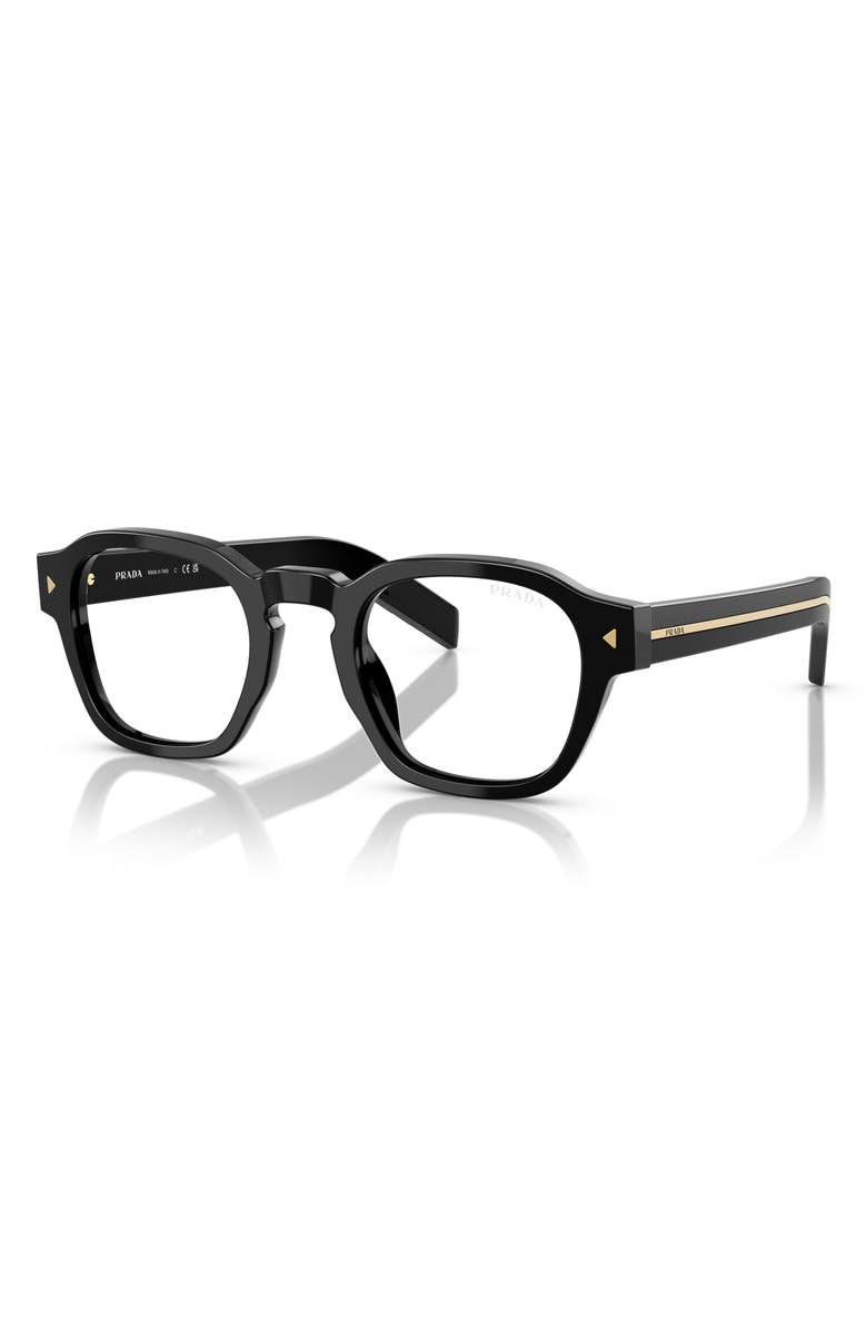 Prada 49mm Round Phantos Sunglasses, Alternate, color, Black / Blue Light