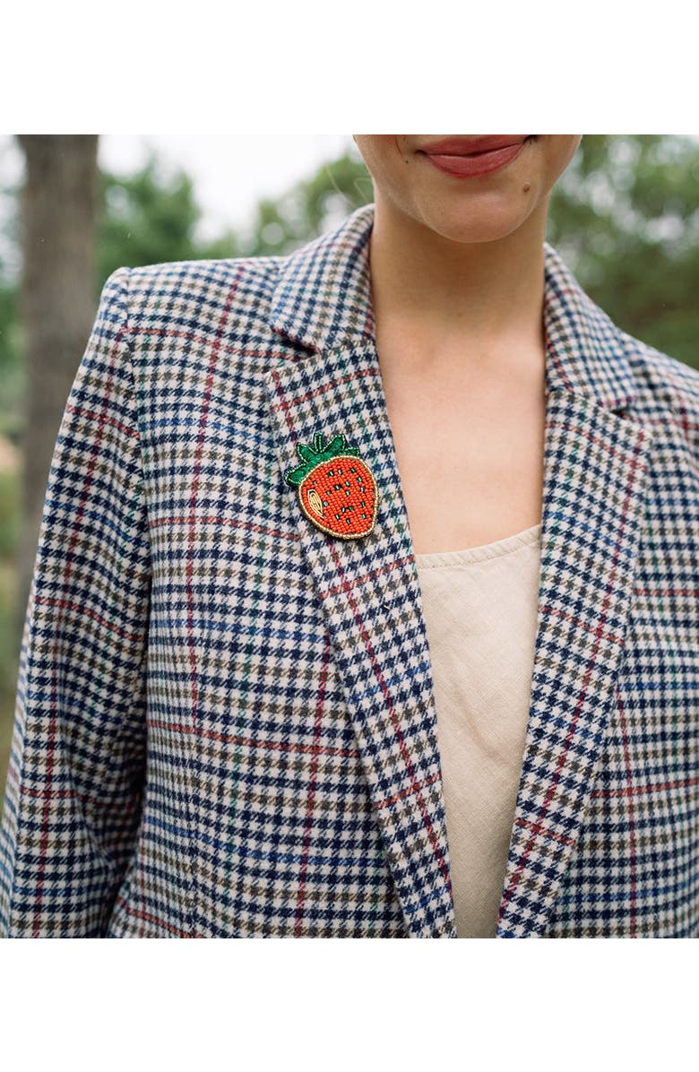 Matr Boomie Bala Mani Beaded Strawberry Brooch Pin, Alternate, color, Red