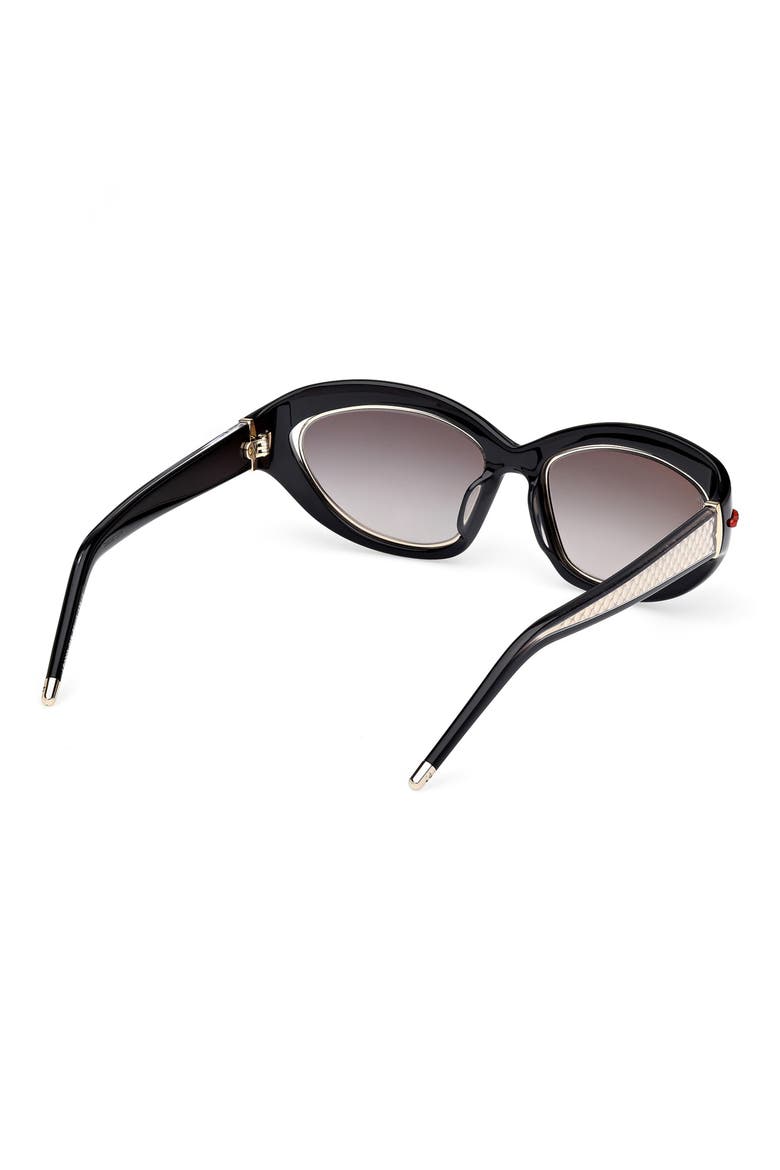 So Kate 55mm Gradient Cat Eye Sunglasses, Alternate, color, SHINY BLACK FRONT / ZEISS SMOKE GRADIENT LENS