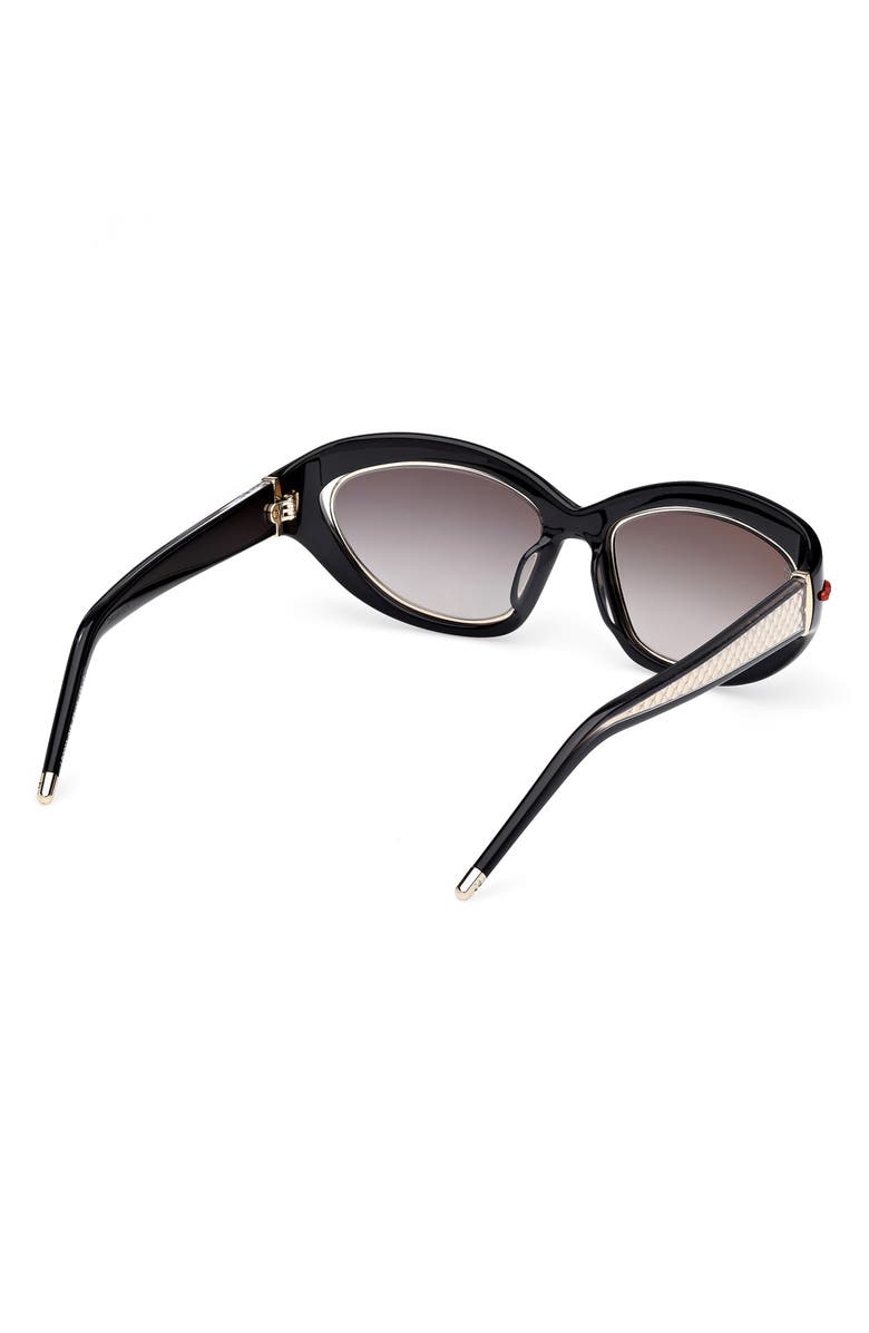Christian Louboutin So Kate 55mm Gradient Cat Eye Sunglasses, Alternate, color, Black/ Zeiss Smoke Lens