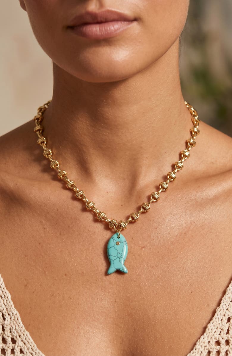 MacRae & Co. Pisces Pendant Necklace, Alternate, color, Aqua/ Gold