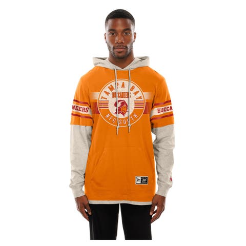 Men's New Era  Orange Tampa Bay Buccaneers Twofer Layered Long Sleeve Hoodie T-Shirt