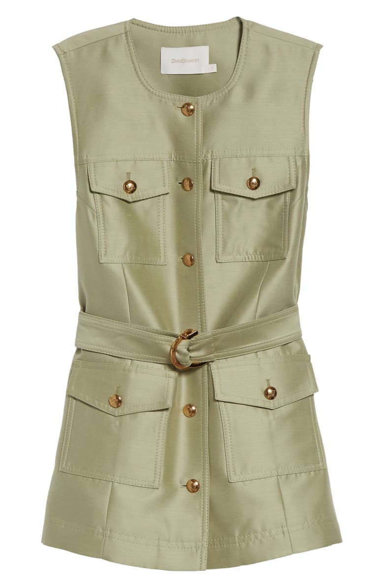 Zimmermann Kindred Spirit Luna Wool & Silk Utility Vest, Alternate, color, Palm