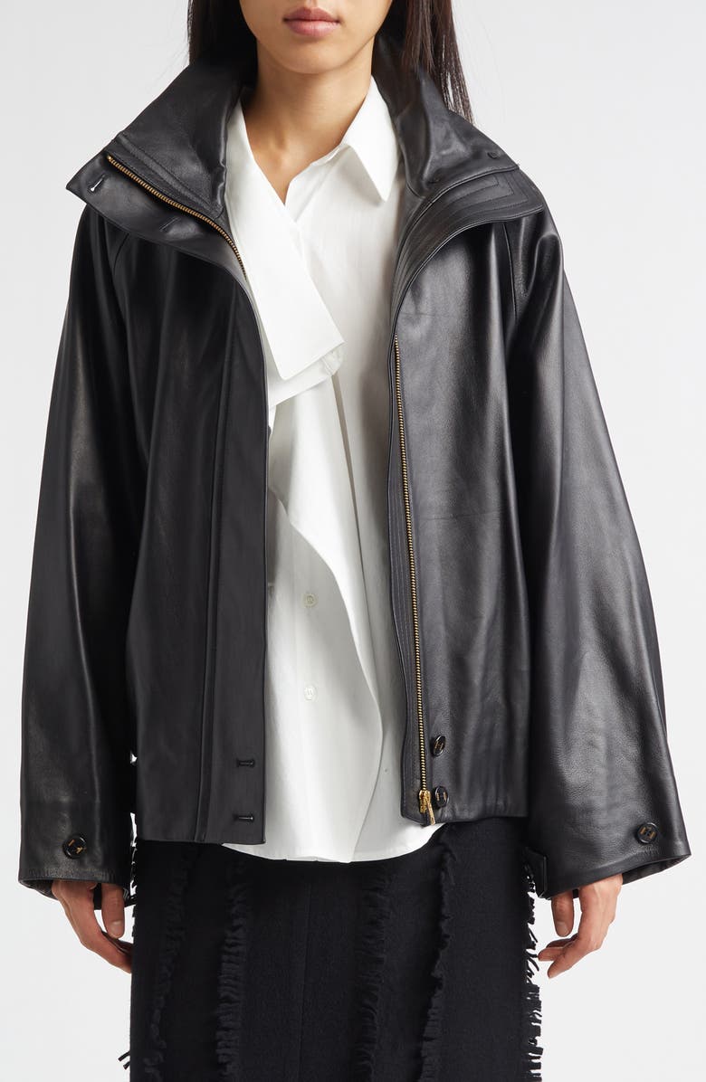 EENK Leather Bomber Jacket, Main, color,