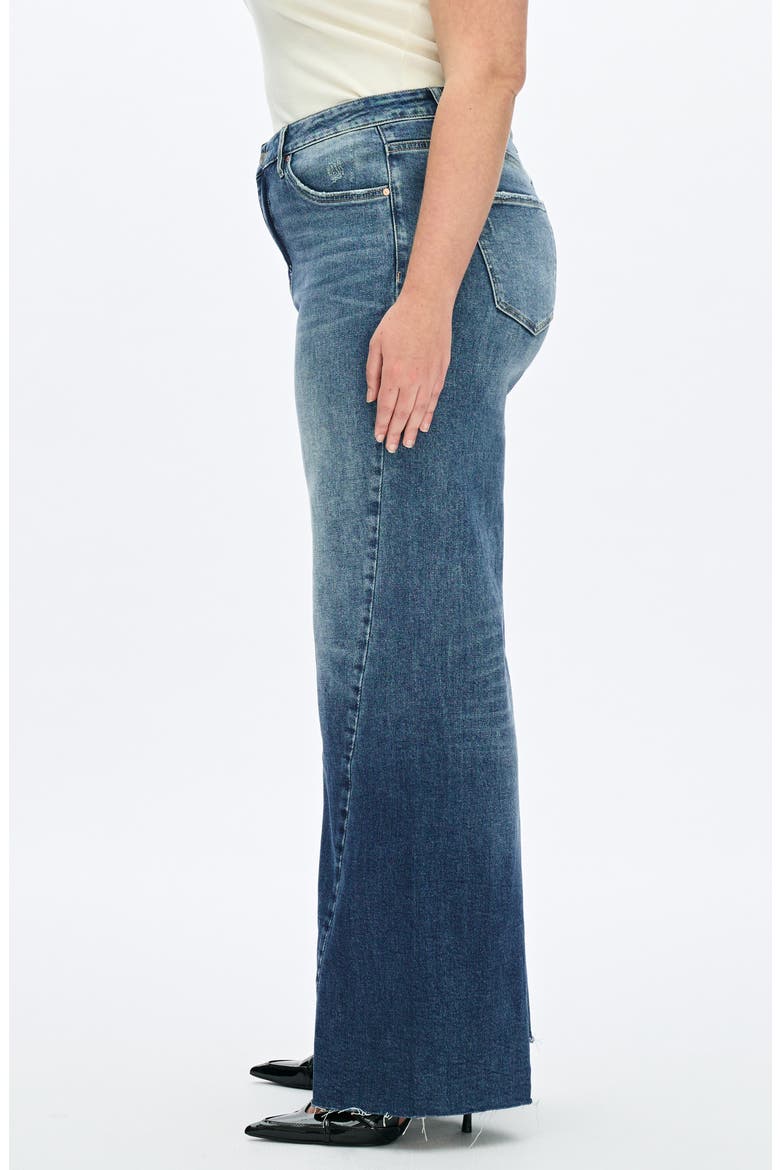 High Waist Raw Hem Wide Leg Jeans, Alternate, color, MEDIUM BLUE