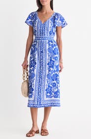 vineyard vines Britt Floral Short Sleeve Midi Dress