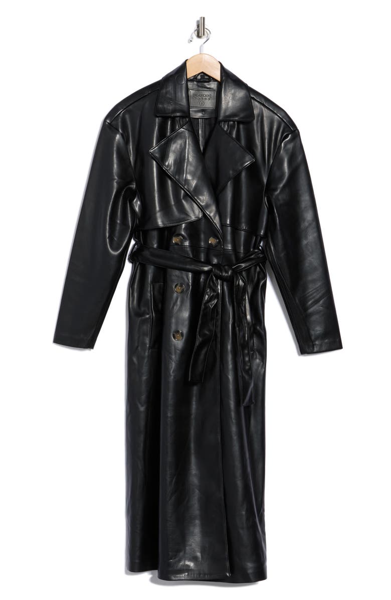 BLANKNYC Faux Leather Trench Coat, Alternate, color, Flashback