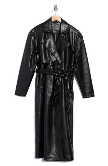 Blanknyc Faux Leather Trench Coat In Black