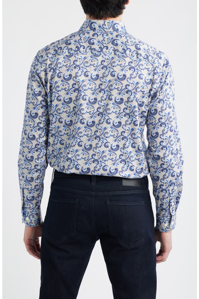 Logan Print Button-Up Shirt, Alternate, color, TAN CHECKERED PAISLEY