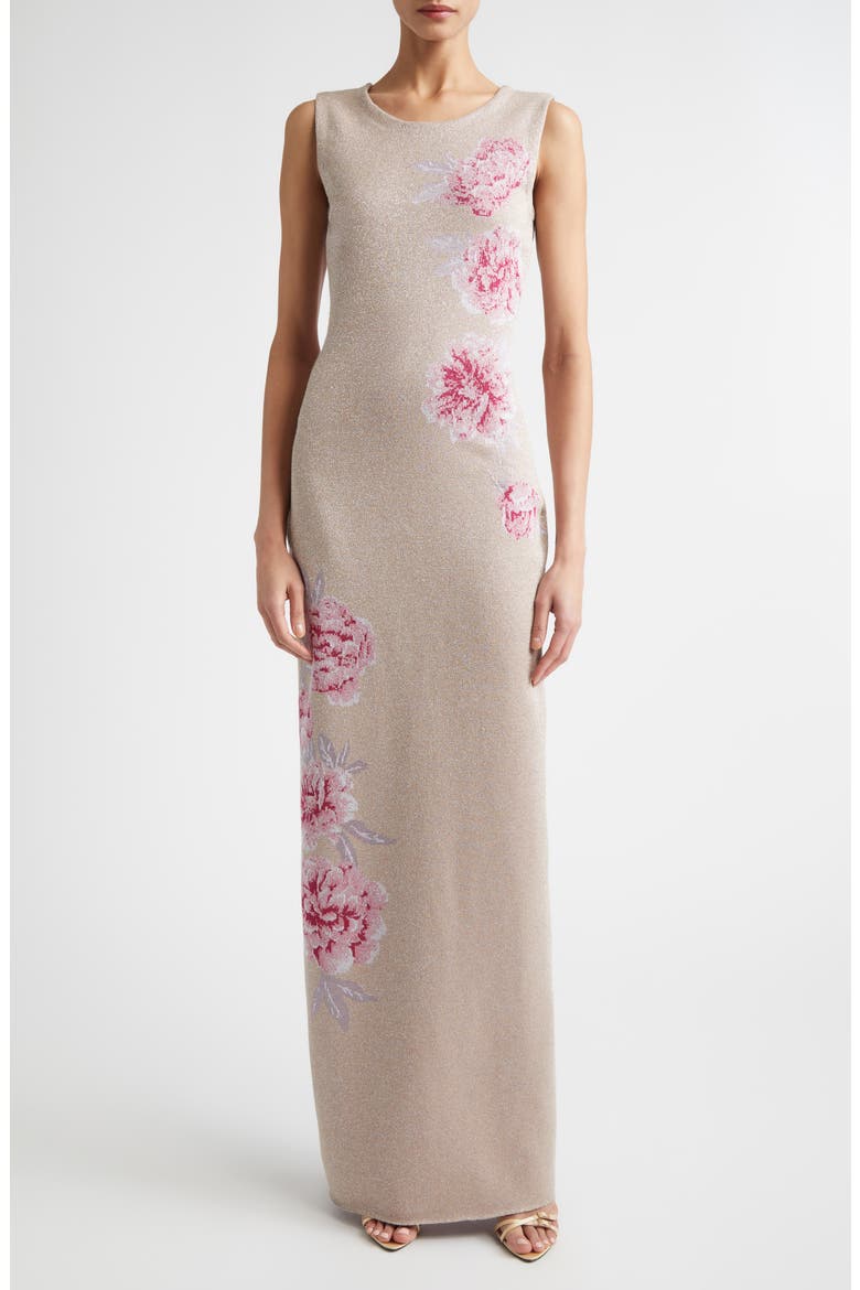Peony Metallic Jacquard Sweater Dress, Main, color, PEONY METALLIC MULTI