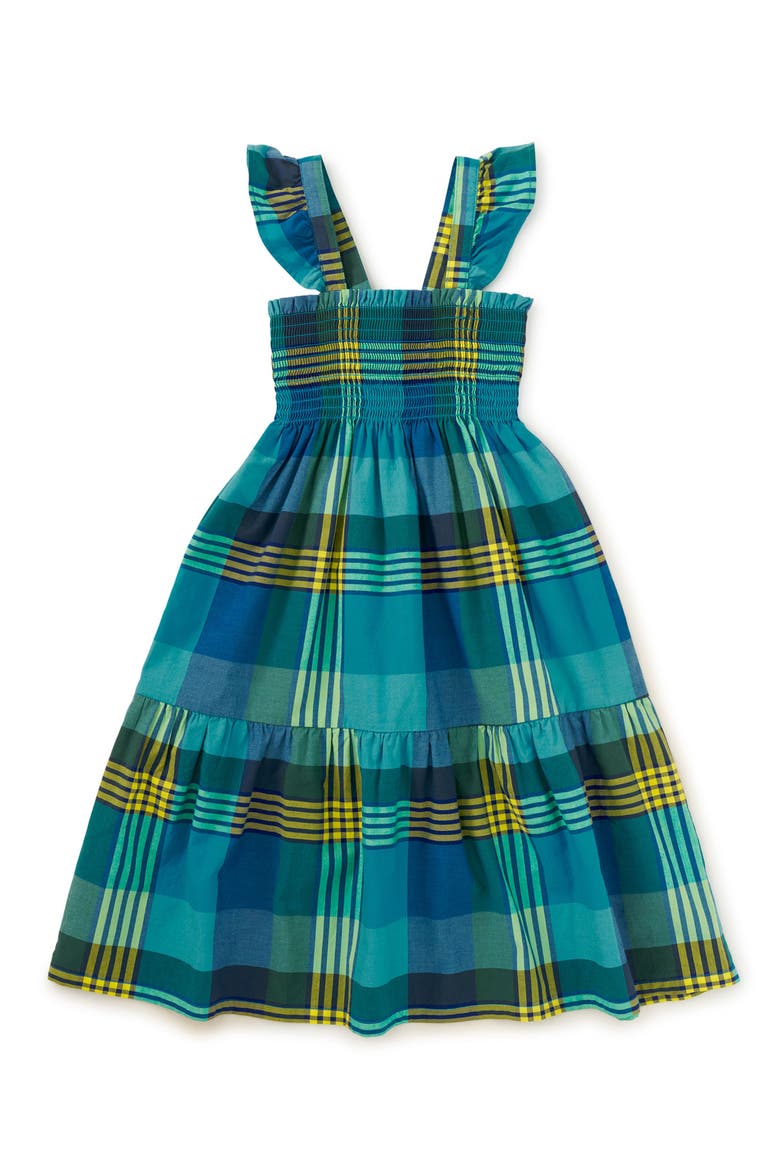 Smocked Flutter Sleeve Dress, Main, color, Amazonian Plaid