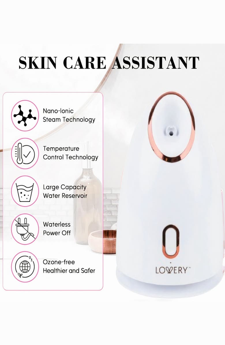 Lovery Ionic Facial Steamer Deep Cleanser & Hydration Mist for Radiant Skin, Alternate, color, White