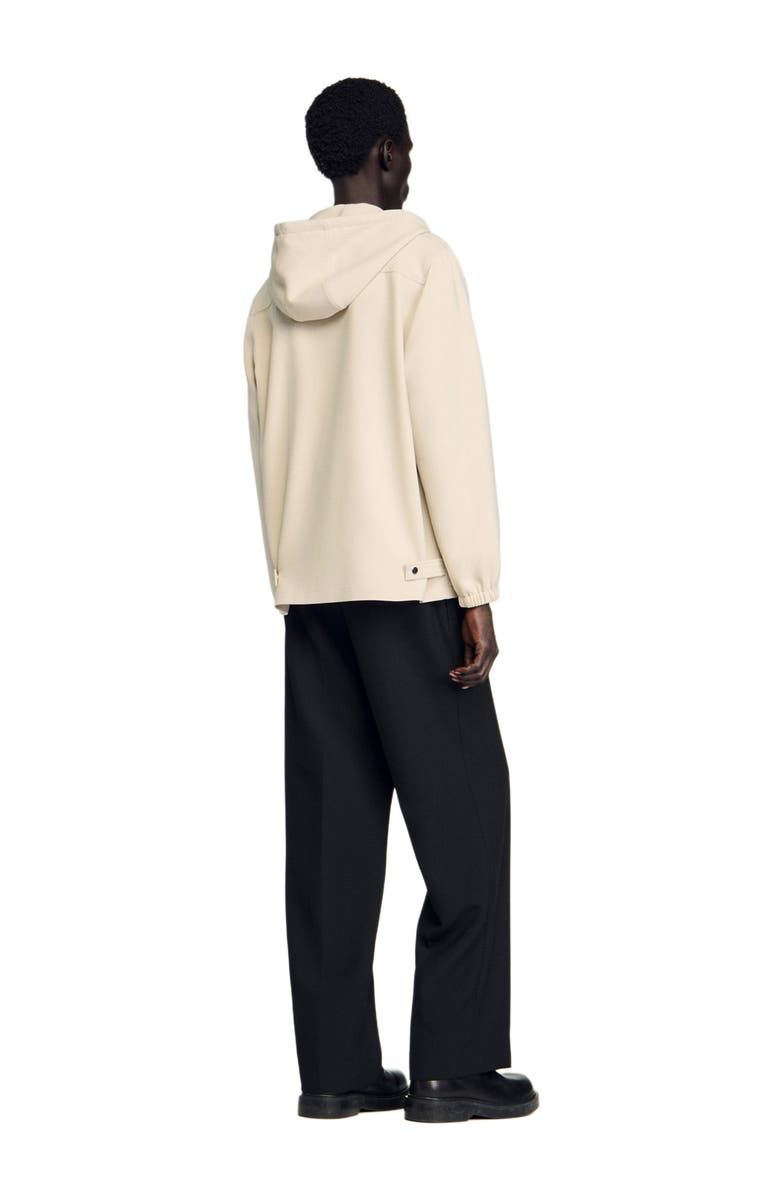 SANDRO Hooded shirt jacket, Alternate, color, Putty