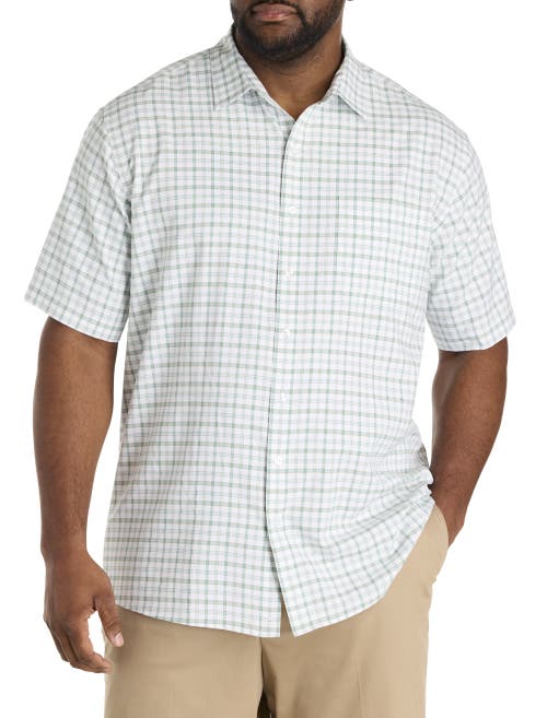 Harbor Bay By Dxl Big & Tall Microfiber Medium Plaid Sport Shirt