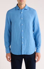 Bugatchi Axel Shaped Fit Linen Button-Up Shirt