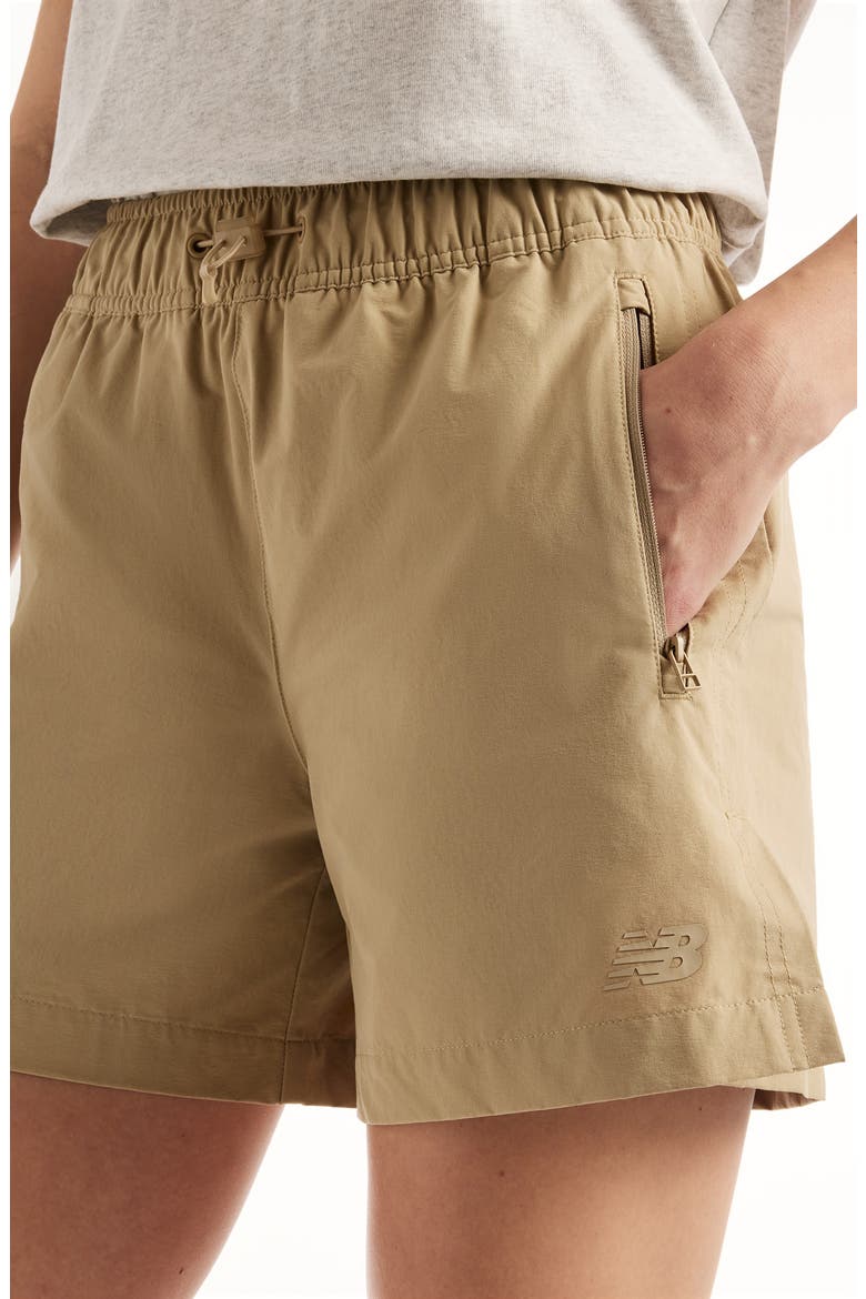 Shifted Cinched Woven Shorts, Alternate, color, BEIGE