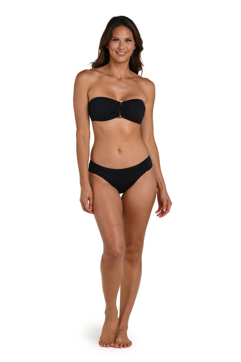 Island Goddess Bandeau Bikini Top, Alternate, color, BLACK
