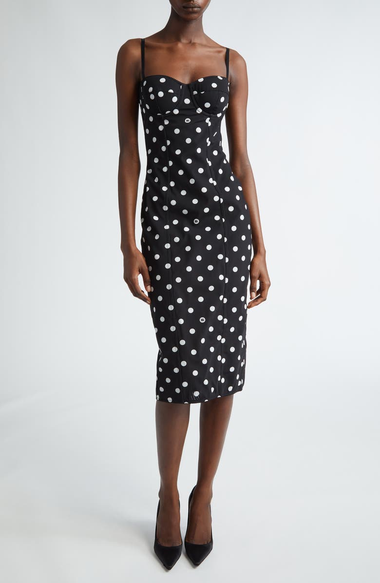 Dolce&Gabbana Polka Dot Corset Sheath Dress, Main, color,