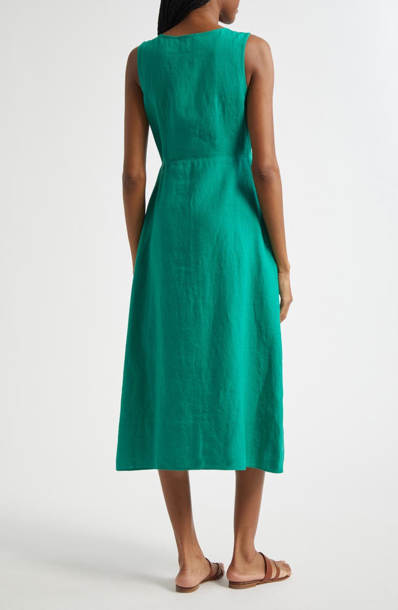 MILLE Effie Sleeveless Linen Midi Dress, Alternate, color, Jade Linen