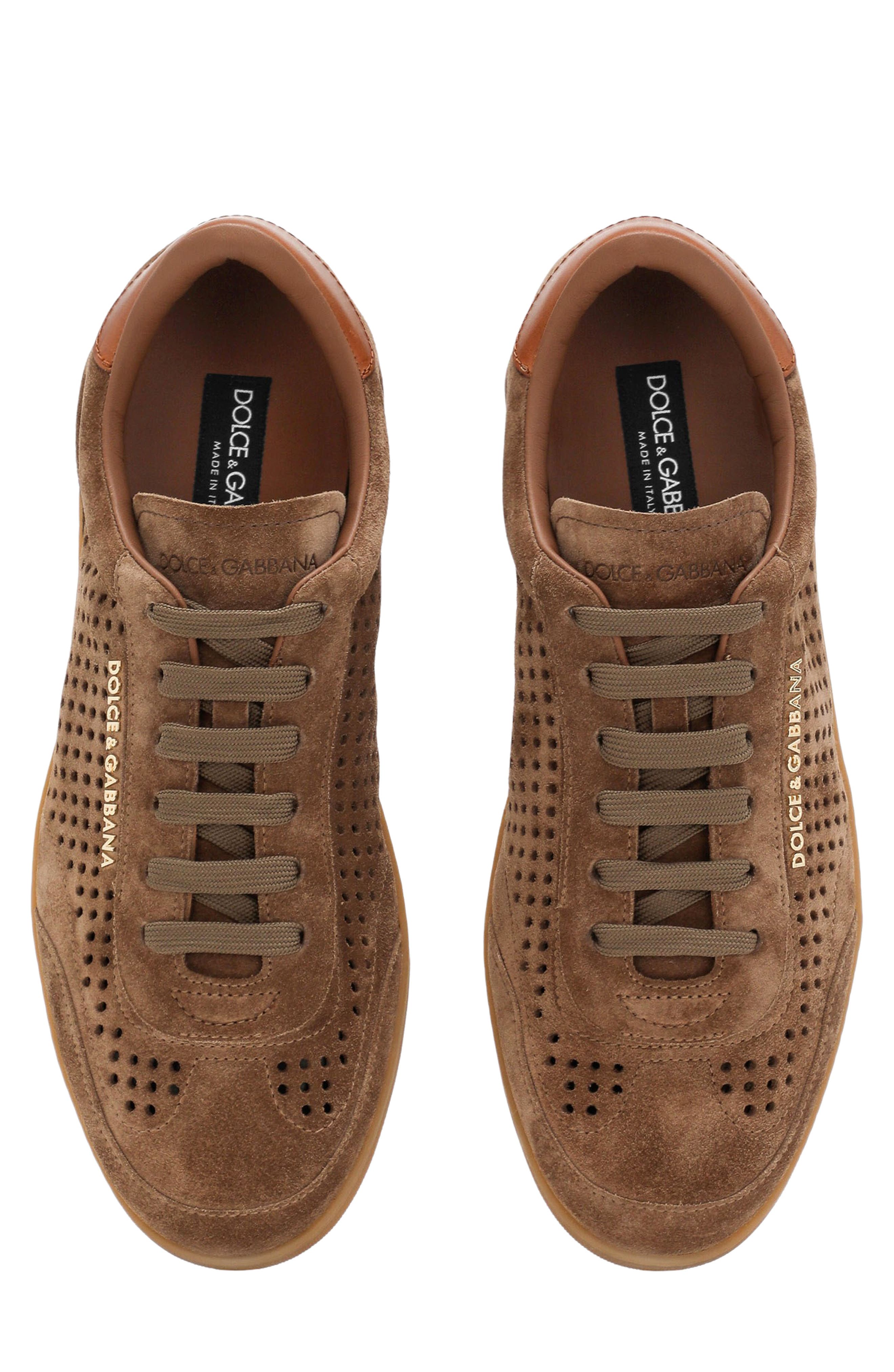 Dolce&Gabbana Perforated Low Top Sneaker, Alternate, color, 8M076-Nocciola/ Naturale