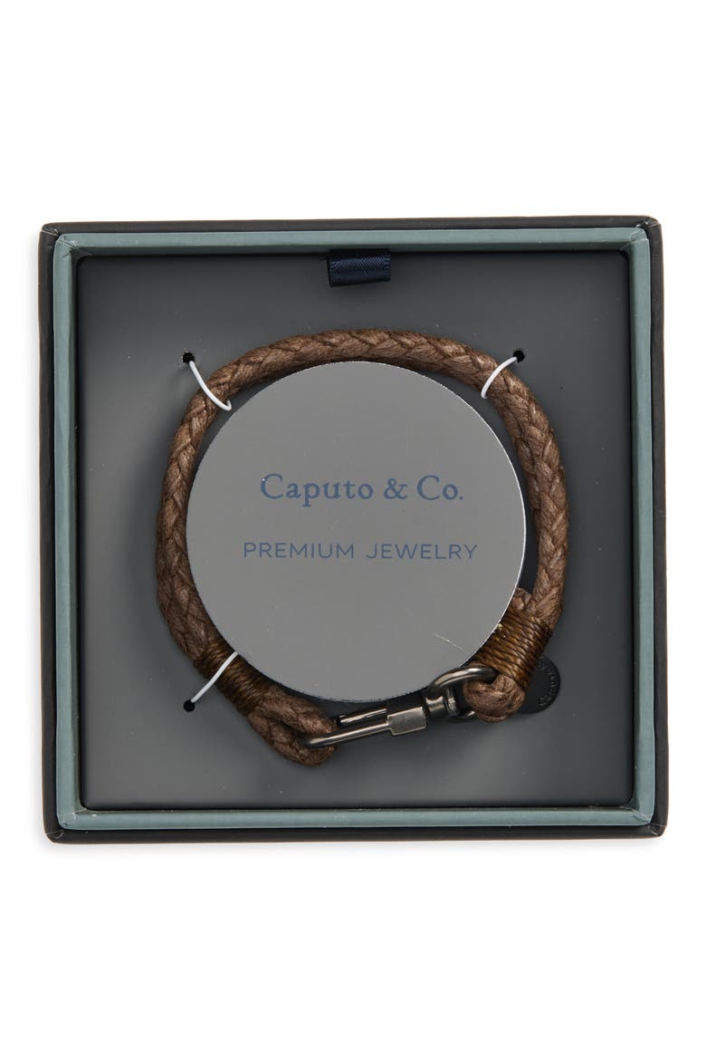 Leather & Silvertone Plate Bracelet, Main, color, BROWN